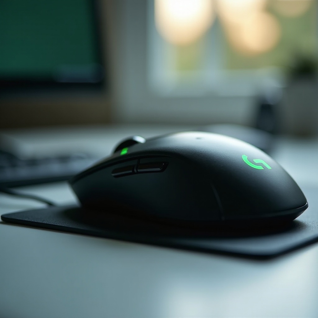 点滅する緑のロジテックマウス
