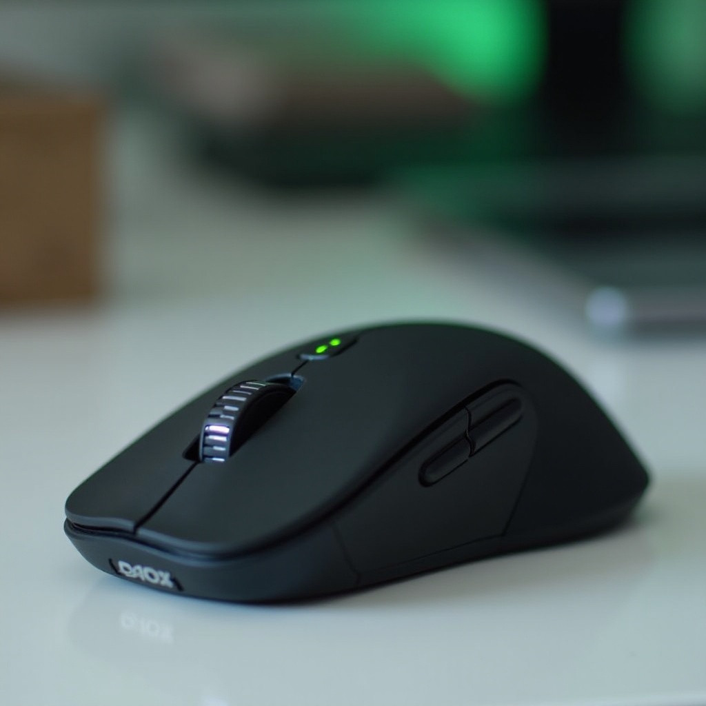 깜박이는 녹색 로지텍 마우스